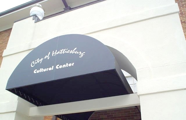 Canopy over the Cultural Center's rear entrance