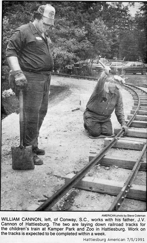 Laying track for Kamper Park train in 1991